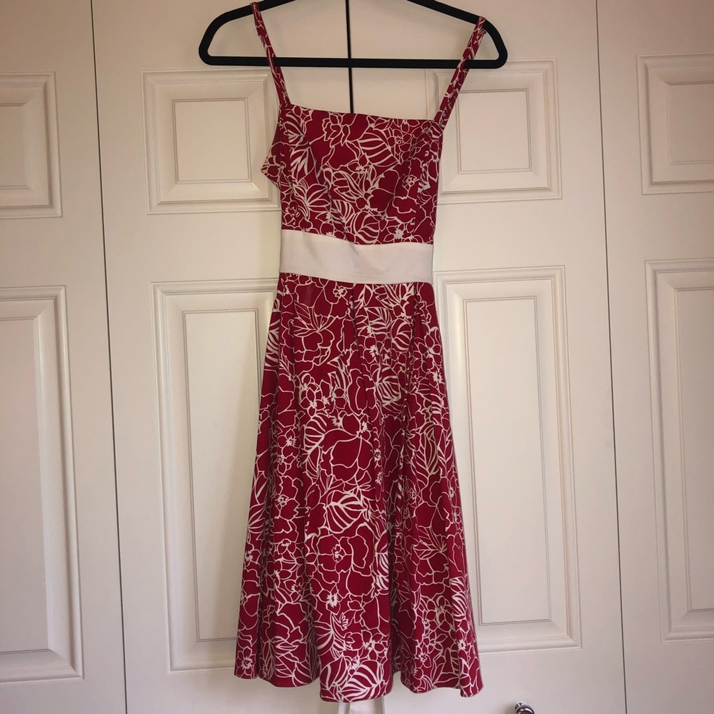 Red and white Midi Dress